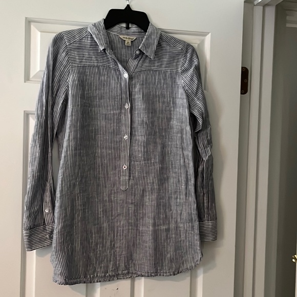 Lucky Brand Striped Popover Button Down Tunic - Picture 1 of 5